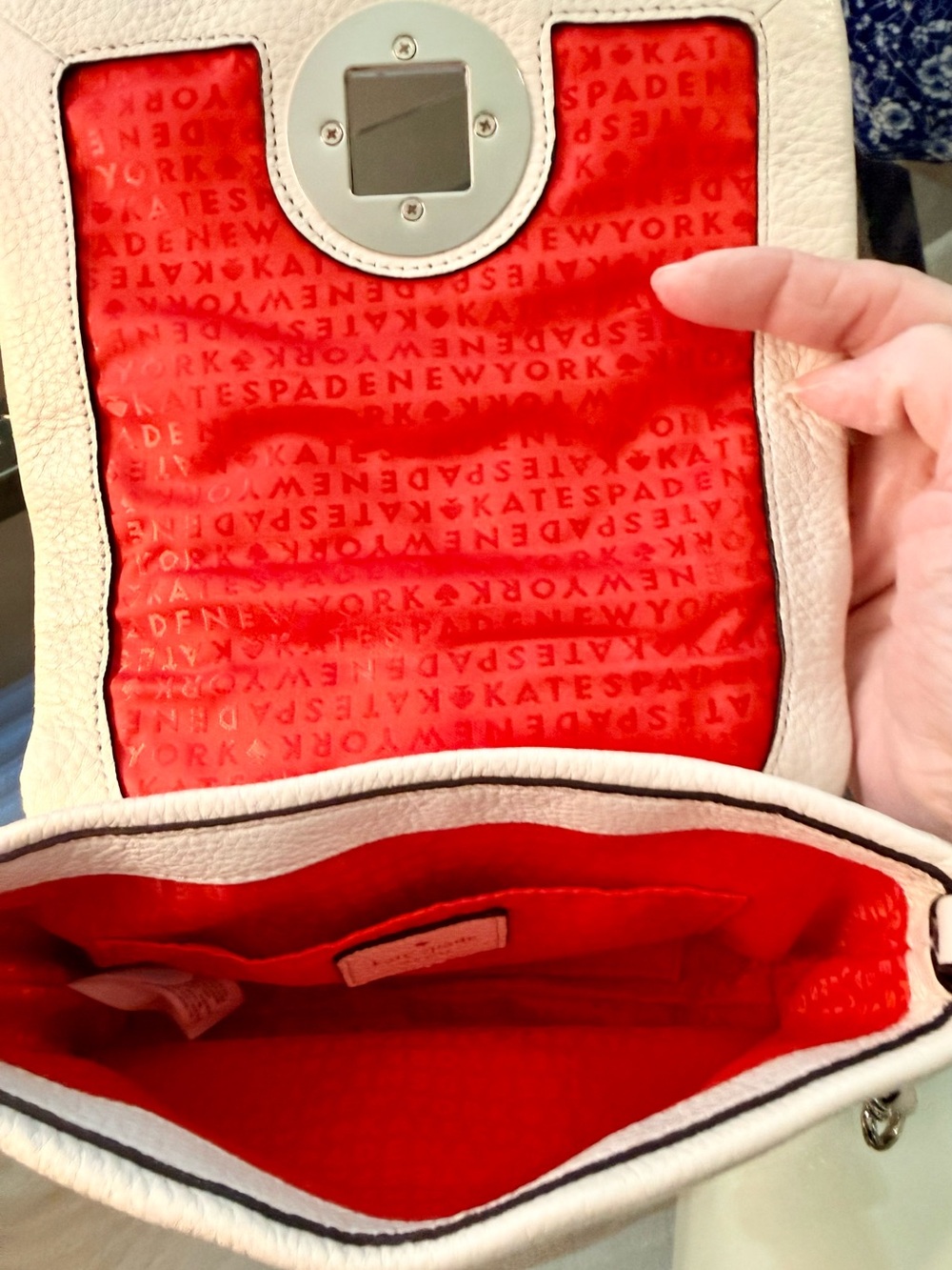 Kate Spade Cream Quilted Leather Crossbody Bag with Gold Turn-Lock - Picture 7 of 8